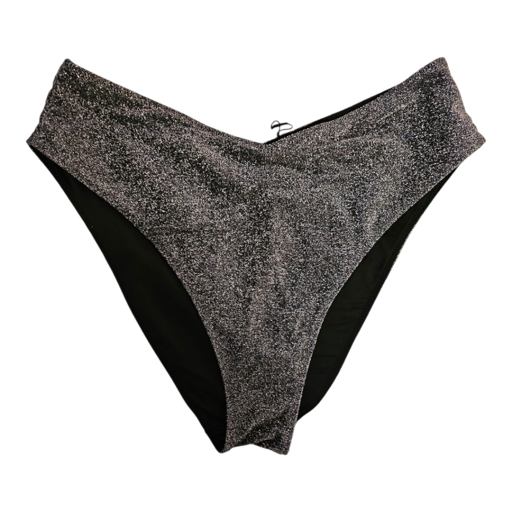 Victoria's Secret Pink Black Shimmer Bikini Bottoms - Size L